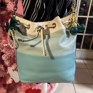 Michael Kors Cream and Blue Shoulder Bag